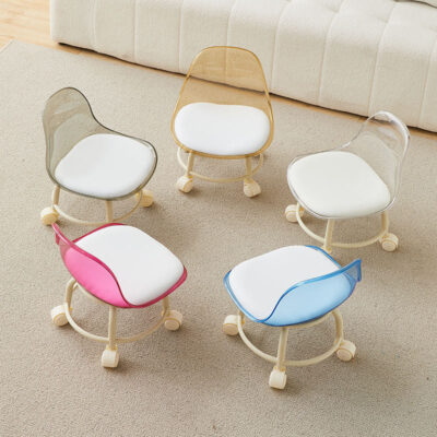 Kids Acrylic 360° Rotatable Transparent Chair Cream Color